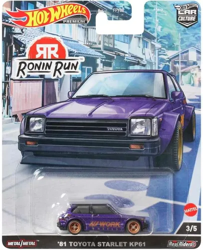 Miniatura 6 de Hot Wheels Vehículos Car Culture Circuit Legends para niños de 3 años en adelante, 81 Toyota Starlet Kp61, colección premium de vehículos a escala