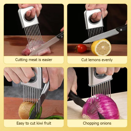 Miniatura 6 de Soporte para Rebanadas de Cebolla, 2026 Nuevo Soporte de Cebolla de Acero Inoxidable para Rebanar Cortador de Verduras para Papa y Tomate