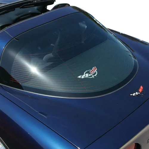 C5 Corvette Coupé - Persiana de carga trasera con emblema bordado, evita la decoloración, color negro