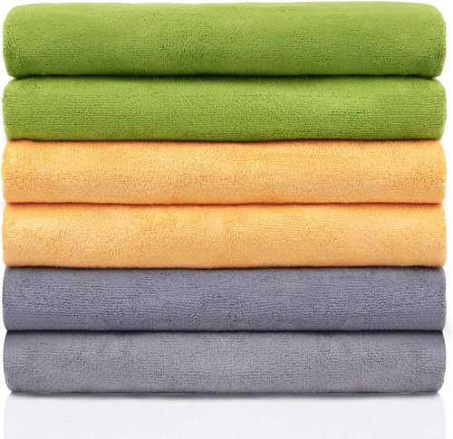 Miniatura 13 de MERRY HOME Paquete de 6 toallas de baño, 27 x 55 pulgadas, juego de toallas de baño de microfibra grandes para adultos, hombres y mujeres, ultra