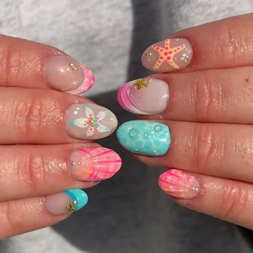Miniatura 13 de Uñas postizas a presión de almendra marrón, medianas con diseños de leopardo y purpurina, uñas postizas en forma de almendra otoñal, uñas acrílicas