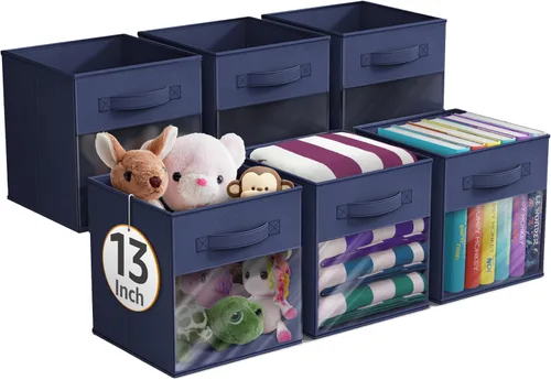 Miniatura 16 de Sorbus Contenedores de almacenamiento de 11 pulgadas con ventana transparente, 6 cestas plegables para organizar ropa, juguetes, libros, cubos