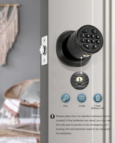 Miniatura 3 de Pomo de puerta inteligente con teclado, cerradura electrónica de puerta de entrada sin llave, bloqueo automático 3S, mango antideslizante