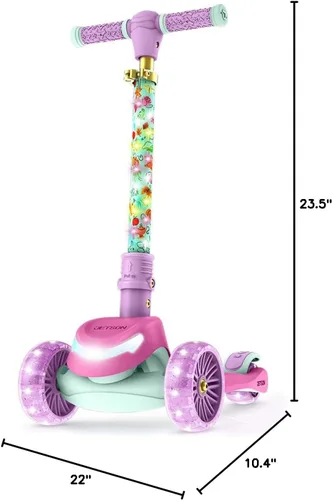Miniatura 12 de Jetson Character Kids Kick Scooter, luces LED en vástago y ruedas iluminadas, marco ligero, manubrio ajustable en altura, sistema de inclinación