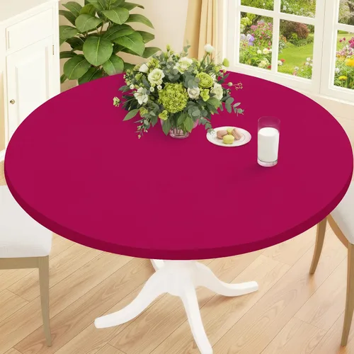 Miniatura 36 de Smiry Mantel Redondo de Spandex, Manteles Elásticos Ajustados Lavables para Mesas de 18"-24", Cubierta de Mesa de Pícnic Elástica Impermeable
