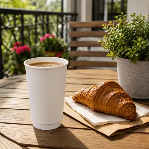 Miniatura 45 de Restaurantware Tazas de café de papel de 4 onzas, 25 tazas de papel desechables de doble pared, a prueba de fugas, reciclables, tazas calientes