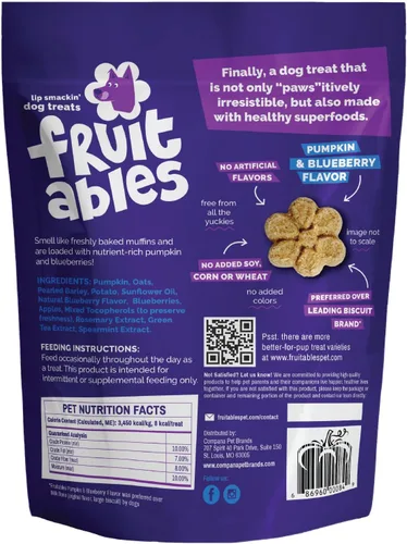 Miniatura 12 de Fruitables Golosinas horneadas para perros, golosinas saludables de calabaza para perros, bajas en calorías y deliciosas, sin trigo, maíz o soja