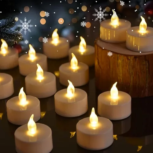 Velas sin llama, paquete de 50 velas parpadeantes amarillas cálidas que funcionan con pilas, más de 200 horas, ideales para decoración del hogar,