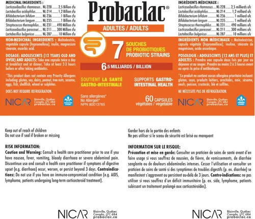 Miniatura 7 de Probaclac Probióticos para adultos – Salud intestinal diaria y apoyo inmunológico, alivia la hinchazón y apoya el equilibrio digestivo – 60 cápsulas