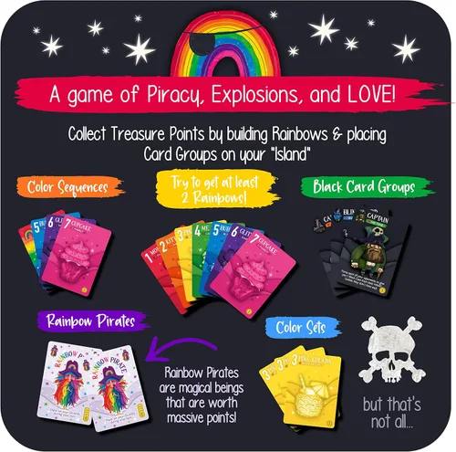 Miniatura 5 de Sweet Bros Games Rainbow Pirates - Divertido juego familiar para niños, adolescentes y adultos, juego de cartas estilo Rummy para 2 a 5 jugadores