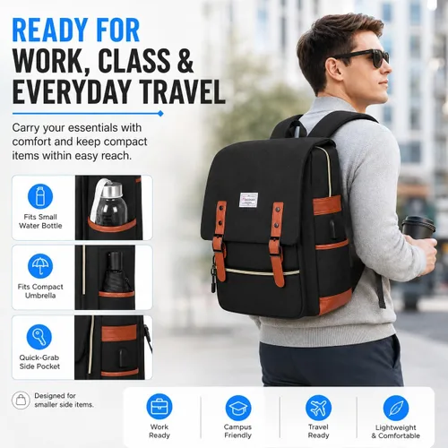 Miniatura 5 de Modoker - Mochila vintage para laptop, para mujeres y hombres, mochila para la escuela y la universidad