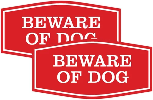 Miniatura 34 de All Quality Fancy Beware of Dog Letrero Material duradero Señales de seguridad para el hogar Fácil de instalar (negro/oro), mediano, 1 paquete
