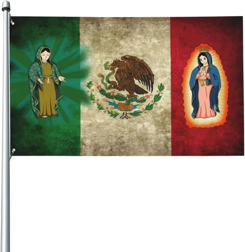 Miniatura 15 de Bandera de la amistad de Estados Unidos y México de 3 x 5 pies, pancarta de jardín para interiores y exteriores, decoración perfecta México Amistad