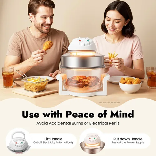 Miniatura 4 de Freidora de aire de vidrio, horno freidora de aire extra grande de 17.96 cuartos de galón – Cocina halógena turbo de tamaño familiar 4 en 1
