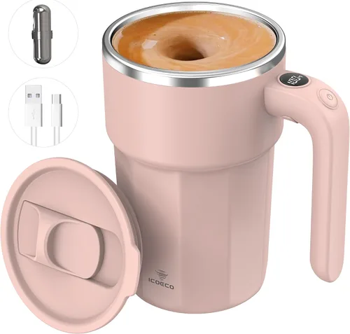 Miniatura 12 de Taza mezcladora eléctrica de 12 onzas, recargable, regalo para los amantes del café y uso en la oficina (negro)