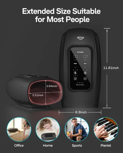 Miniatura 9 de ALLJOY Masajeador de manos para artritis y alivio del túnel carpiano, masajeador de manos inalámbrico con pantalla táctil con vibración y calor