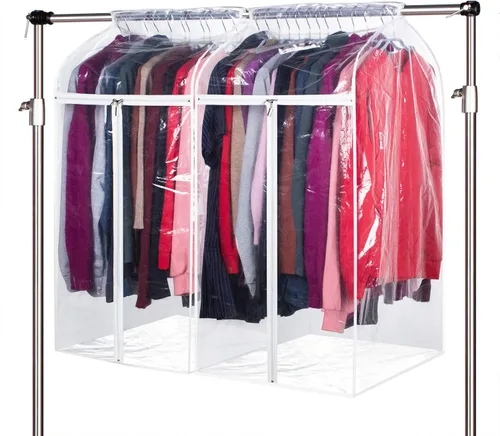 Miniatura 9 de Zilink Bolsas de ropa transparentes colgantes de 43 pulgadas para almacenamiento de ropa, extra grande, bolsa de almacenamiento de ropa de invierno