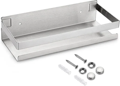 OwnMy Estante de ducha de baño de acero inoxidable de 10 pulgadas, cesta de cocina, estante de ducha, estante de almacenamiento de baño de metal a