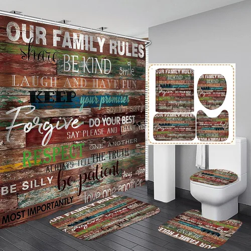 Miniatura 25 de Juego de 4 cortinas de ducha con citas inspiradoras, escaleras de arte en blanco y negro, decoración de baño motivacional para hombres, cortina