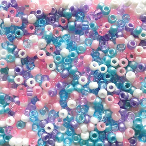 Miniatura 8 de Berry Medley Mix Pony Beads, fabricado en los Estados Unidos, 0.236 x 0.354 in, tonos rosas y morados de cuentas de plástico de color para pulseras