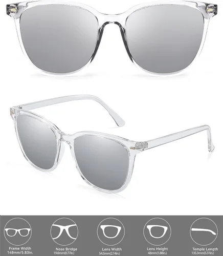 Miniatura 10 de FIMILU Paquete de 2 lentes de sol polarizados para mujer, lentes de protección UV400, montura grande, lentes de moda, elegantes