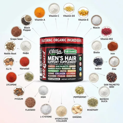 Miniatura 4 de Suplemento para el crecimiento del cabello para hombres Vitaminas para el cabello con biotina, colágeno, semilla de calabaza, saw palmetto