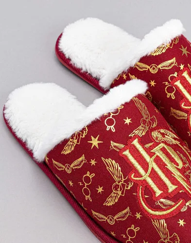 Miniatura 6 de Harry Potter Pantuflas para niñas Zapatos de casa roja mullidos para niños Logotipo bordado dorado Hogwarts Calzado Mercancía Regalo