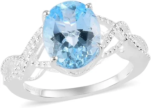 Compra hermosos anillos de compromiso LC para mujer, piedra de topacio azul, plata de ley 925, piedra natal de amor, Metal, Topacio