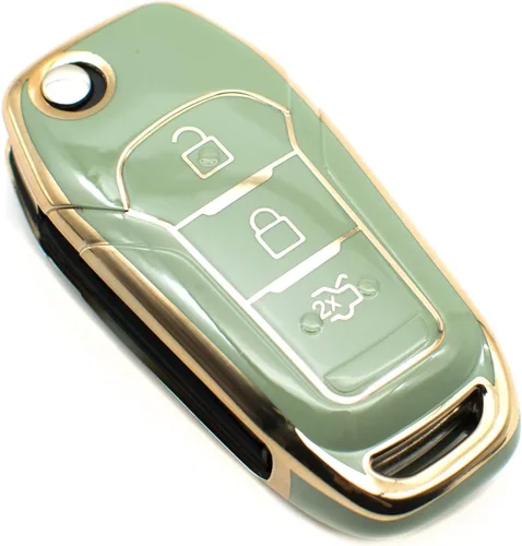 Miniatura 8 de FEYOUN Funda para llavero compatible con Ford Ranger Escape Expedition Explorer Fusion F-150 F-250 F-350 F-450 F-550 Flip 3 botones funda para Gris