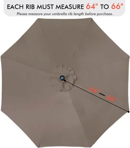 Miniatura 3 de ontheway 11FT Patio Umbrella Enhanced Replacement Canopy Market Table 8 Ribs Umbrella Canopy Caqui