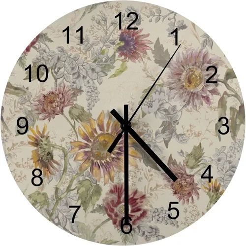 Miniatura 25 de Reloj de Pared de Flores Silencioso Sin Tictac Operado por Batería, Caricatura de los 70s Linda Flor Abstracta Pastel Margarita Reloj Floral