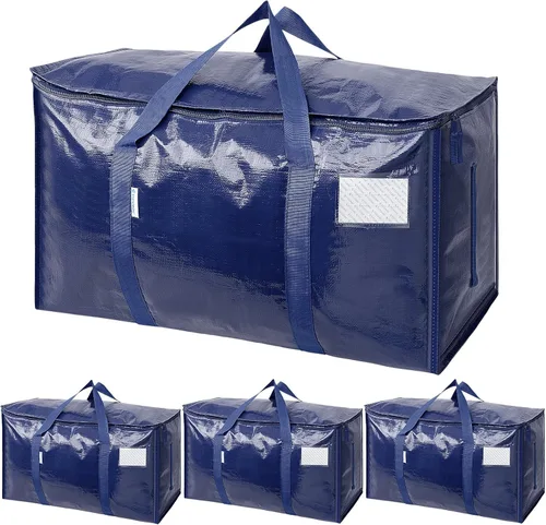 Miniatura 29 de TICONN Paquete de 2 bolsas de mudanza extra grandes resistentes con cremalleras y asas de transporte, bolsas de almacenamiento duraderas