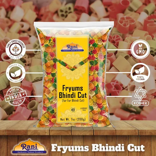 Miniatura 5 de Rani Far Far / Fryums (pellet de trigo y tapioca) Forma Bhindi 7 oz (200 g) ~ Vegano, Kosher, sin cocinar, utilizado para hacer papad, bhungra