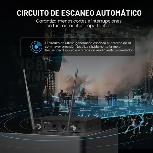 Miniatura 2 de Phenyx Pro Sistema de micrófono inalámbrico, micrófonos inalámbricos duales, con 2 dispositivos de mano, escaneo automático, frecuencias UHF de 2 x