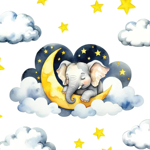 Miniatura 7 de Calcomanía de pared extraíble – Conejito dormido en la nube con luna y estrellas Juego de calcomanías de tela grande para guardería o habitación