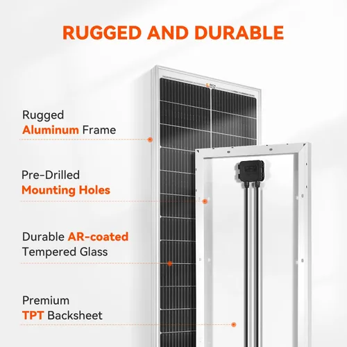 Miniatura 3 de RICH SOLAR MEGA 100 Slim - Panel solar monocristalino de 100 vatios y 12 voltios para RV, remolque, autocaravana