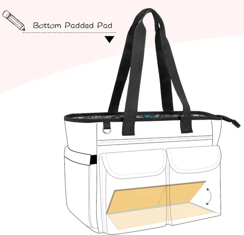 Miniatura 9 de LoDrid Bolsa para profesores con almohadilla inferior, capa de almacenamiento separada para laptop (hasta 15.6 pulgadas), bolsas para profesores