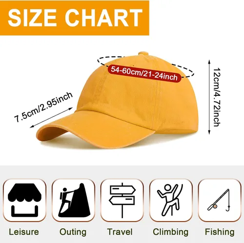 Miniatura 2 de Gorra de béisbol unisex de sarga ajustable para papá, 7 piezas, estilo vintage, lavada, desgastada