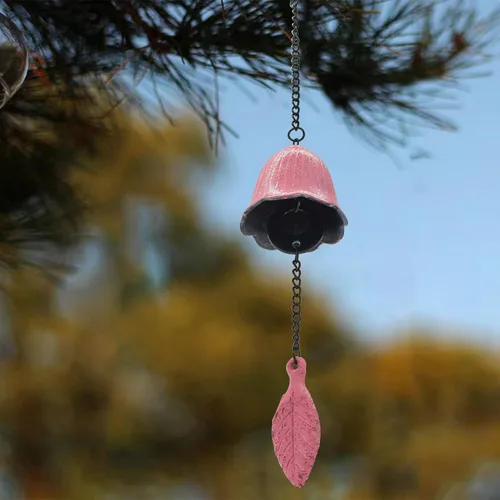 Miniatura 4 de Campana de viento de hojas japonesas, pequeña campana de viento colgante para colgar en el exterior, carillón de viento de hierro fundido, adorno