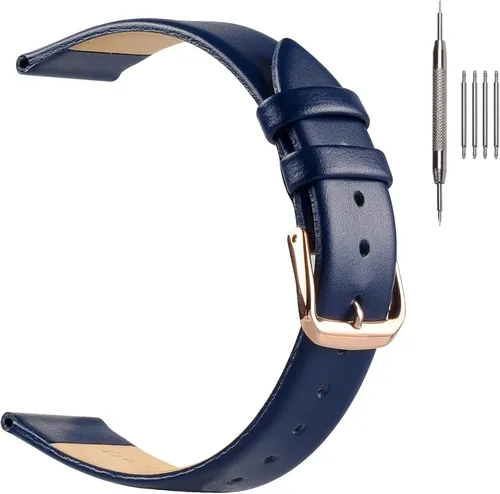 Bandas de reloj de cuero clásico ultra fino para mujer, cada correa de reloj de cuero genuino para mujeres y hombres 0.472pulg., 0.551pulg.,