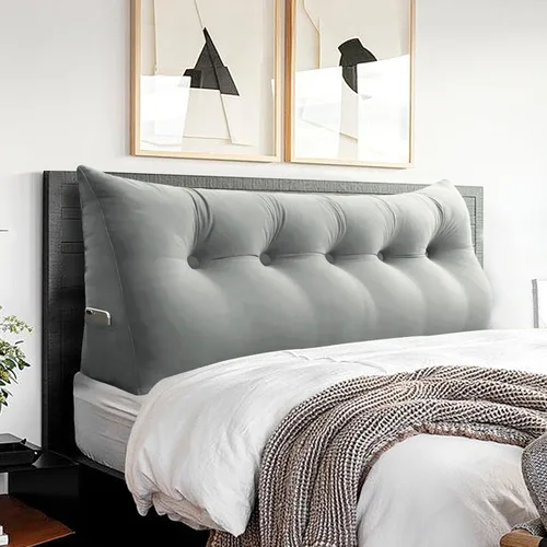 Miniatura 32 de Almohada de cabecero triangular - Almohada grande para cama de 3 en 1 como almohada de lectura en cuña, almohada grande para sofá o cama de día