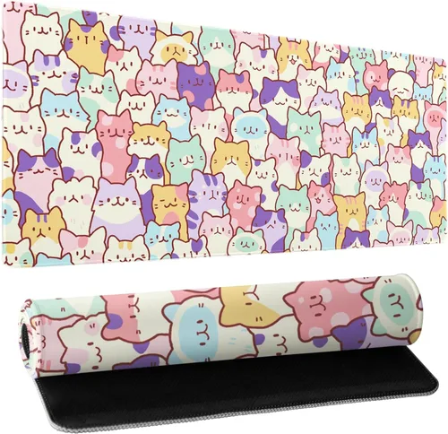 Miniatura 29 de Alfombrilla de mouse XXL para juegos grande, color rosa Sakura Death Life, alfombrilla de escritorio extendida, base de goma antideslizante de 35.4
