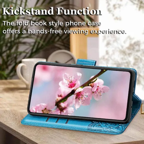 Miniatura 3 de Funda tipo cartera para Samsung Galaxy A53 5G, con tapa para mujer, con diseño de mariposa en relieve, de piel sintética, con ranuras para tarjetas