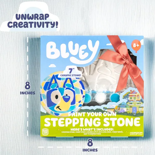 Miniatura 7 de Bluey Pinta tu propia piedra escalonada, diseña 7 obras de arte de piedra de bricolaje, kit divertido para niños, juego de arte de piedras pintables