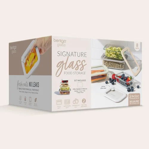 Miniatura 7 de Bentgo Signature - Almacenamiento de alimentos de vidrio a prueba de fugas, juego de 8 piezas, recipientes sin plástico con 1 compartimento