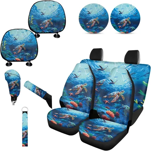 Miniatura 11 de Forchrinse Bee - Juego de fundas para asiento delantero y trasero con funda para palanca de cambios de freno de mano, funda para reposacabezas