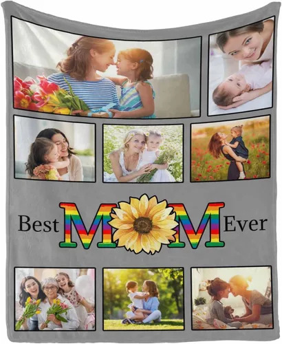 Miniatura 21 de InterestPrint Regalos personalizados para mamá, manta personalizada con fotos y fotos familiares, regalos de cumpleaños para el día de la madre
