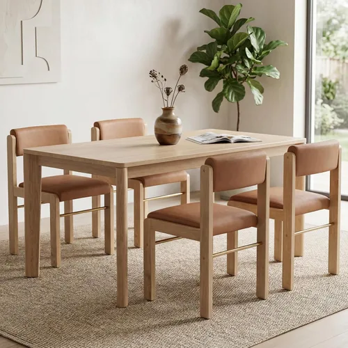 Miniatura 12 de CIMOTA Juego de 2 sillas de comedor de piel sintética, modernas sillas de comedor tapizadas de mediados de siglo con marco de madera/respaldo