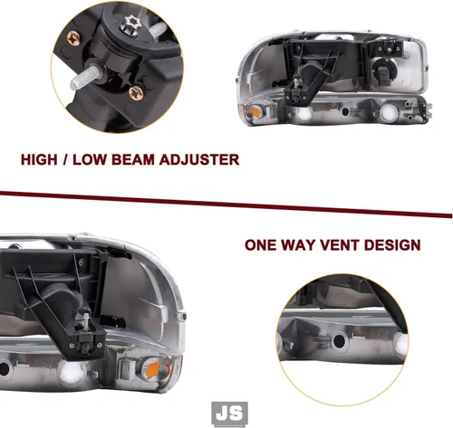 Miniatura 5 de JSBOYAT 4 PCS Compatible con 99-06 GMC Sierra 1500 2500 3500 Conjunto de Faros Delanteros de Reemplazo con Bombillas 00-06 GMC Yukon/Yukon XL