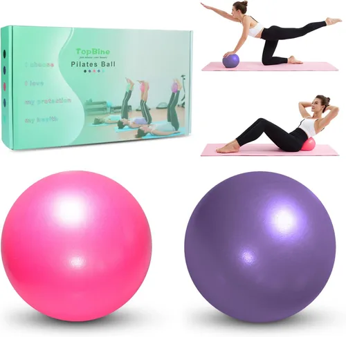 2 pelotas de pilates de 9.1 in, pelota pequeña de estabilidad para yoga, entrenamiento de núcleo y terapia física, viene con popote inflable